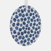 Blauwe bessen: waterverf geïllustreerd patroon. glas ornament (Voorkant Rechts)