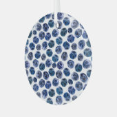 Blauwe bessen: waterverf geïllustreerd patroon. glas ornament (Voorkant links)