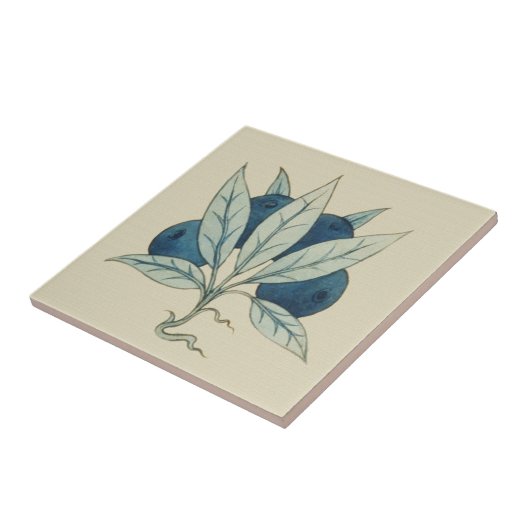 Blauwe bessen William De Morgan Tegeltje (Zijkant)