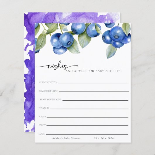 Blauwe bessen | Zoete bessen | Wensen voor Baby (Voorkant / Achterkant)