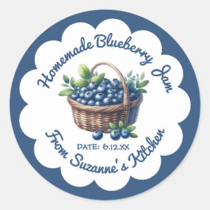 Blauwe-bessenjam-conserveringssticker voor inmaken ronde sticker