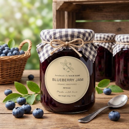 Blauwe bessenjam verpakkings pot sticker label