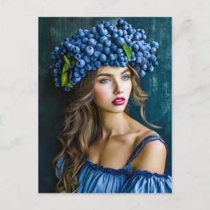 Blauwe-bessenprinses in Koningsblauw Feestdagenkaart