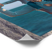 Blauwe beste opa ooit poster (Hoek)