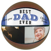 Blauwe beste vader ooit Typografie 2 foto Basketbal (Voorkant)