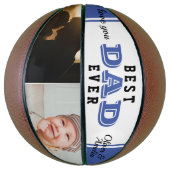 Blauwe beste vader ooit Typografie 2 foto Basketbal (Verticaal)