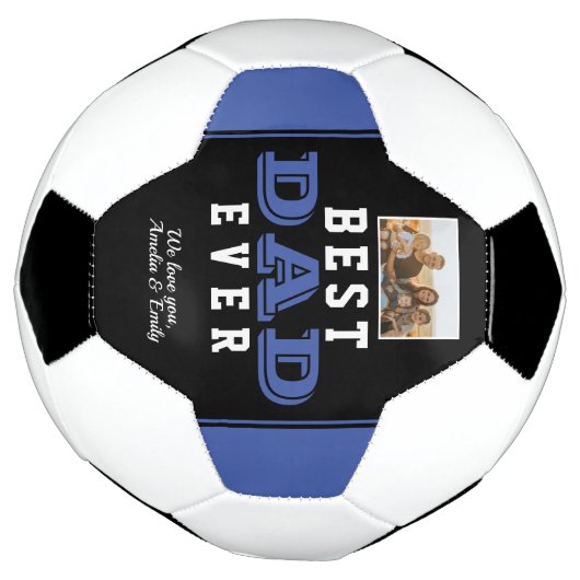 Blauwe beste vader ooit Typografie Voetbal (Gedraaid)