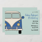 Blauwe bestelwagen  verjaardag kaart (Voorkant / Achterkant)