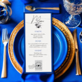Blauwe Bestemming Bruiloft Aangepaste Menu Sjabloo