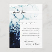 Blauwe bestemming bruiloft Ontvanging bedankt cred Briefkaart (Voorkant)