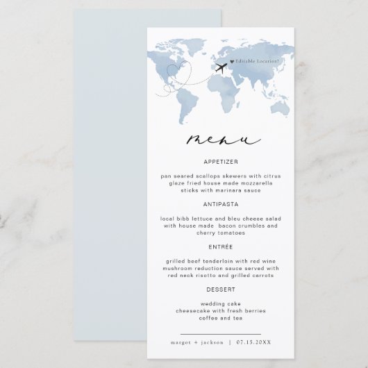 Blauwe Bestemming Dinner Menu | Carmen (Voorkant / Achterkant)