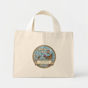 Blauwe bestuivertuin aangepaste boodschappentas mini tote bag