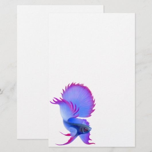 Blauwe Betta-strijder Briefpapier (Voorkant / Achterkant)