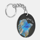 Blauwe Betta vechtvis  Sleutelhanger (Voorkant Links)