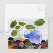 Blauwe Betta Vis Ansichtkaart Briefkaart (Voorkant / Achterkant)