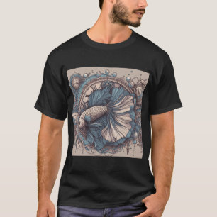 Blauwe Betta Vis Barokke Stijl Vechtvis T-shirt
