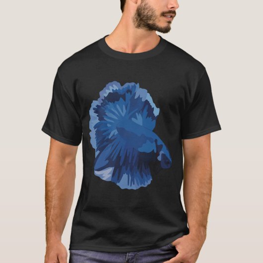 Blauwe Betta Vis - Digitale Kunst T-shirt (Voorkant)