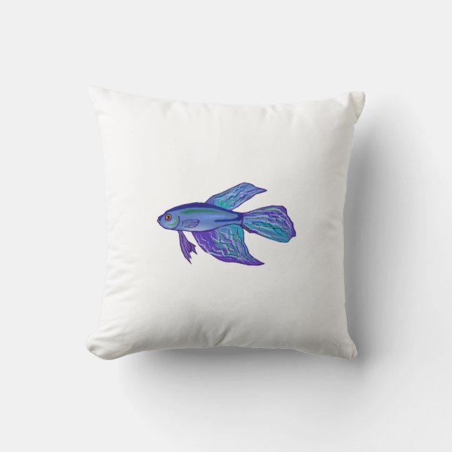 Blauwe Betta Vis Kussen (Voorkant)