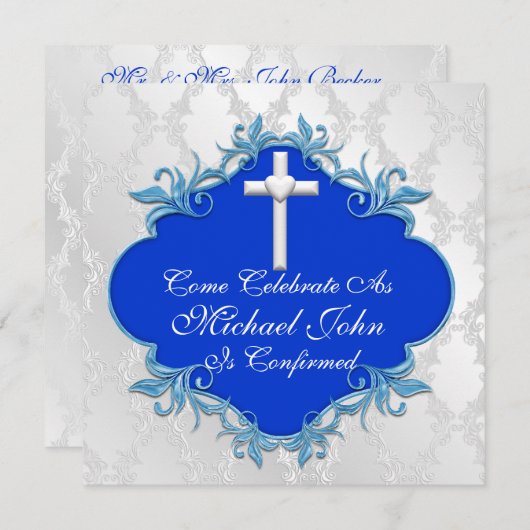 BLAUWE BEVESTIGING Uitnodigingen elegant ontwerp (Voorkant / Achterkant)