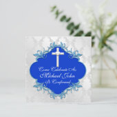 BLAUWE BEVESTIGING Uitnodigingen elegant ontwerp (Staand voorkant)