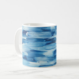 Blauwe bevroren penseellijn. Zeekust van de najaar Koffiemok