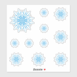 Blauwe, bevroren sneeuwkristalset sticker