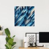 Blauwe Bewegingslijnen Poster (Thuiskantoor)