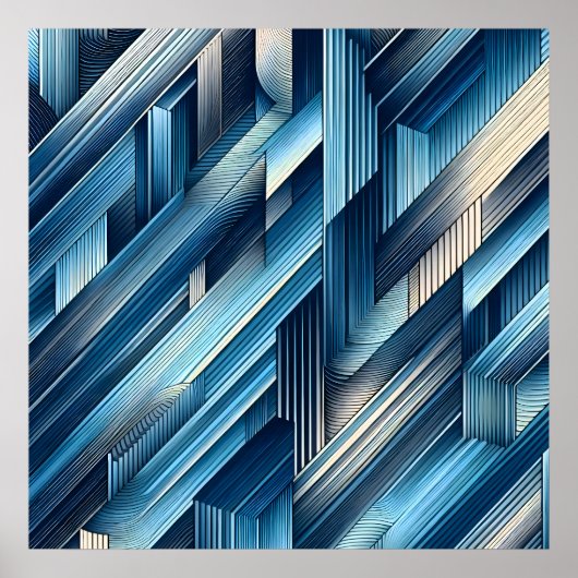 Blauwe Bewegingslijnen Poster (Voorkant)