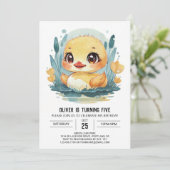 Blauwe bewerkbare eend verjaardag kaart (Staand voorkant)