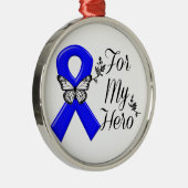 Blauwe bewustmakingslint voor mijn helm metalen ornament (Rechts)