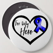 Blauwe bewustmakingslint voor mijn helm ronde button 6,0 cm (Voorkant /achterkant)