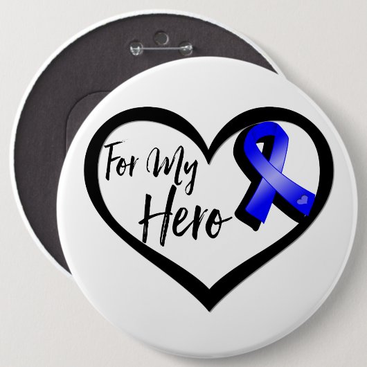 Blauwe bewustmakingslint voor mijn helm ronde button 6,0 cm (Voorkant /achterkant)