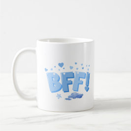 Blauwe BFF-afbeelding met harten en wolken Koffiemok