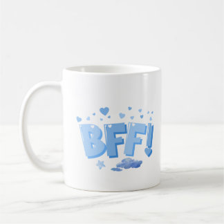 Blauwe BFF-afbeelding met harten en wolken Koffiemok