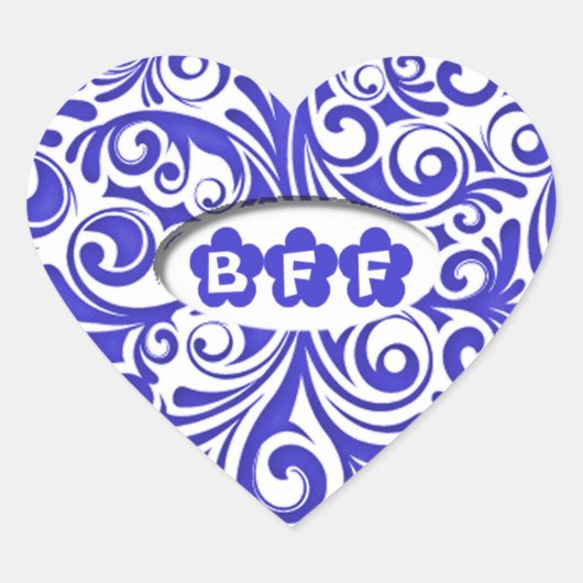 Blauwe BFF-hartstickers Hart Sticker (Voorkant)