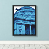 Blauwe bibliotheek canvas afdruk (Insitu (Houten vloer))