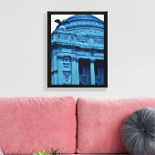 Blauwe bibliotheek canvas afdruk (Insitu (Woonkamer))