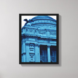 Blauwe bibliotheek canvas afdruk