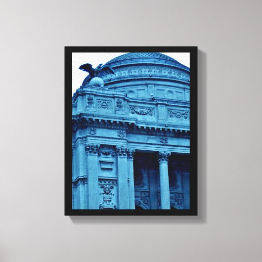 Blauwe bibliotheek canvas afdruk (Voorkant)