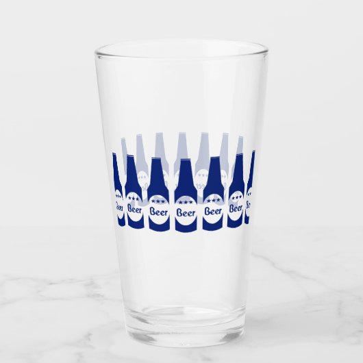 Blauwe bierflessen glas (Voorkant)