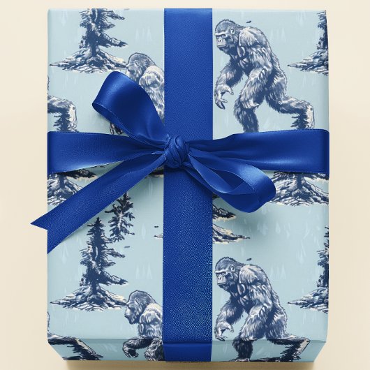 Blauwe Bigfoot in Bos Cadeaupapier