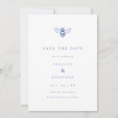 Blauwe bij foto bruiloft save the date (Voorkant)