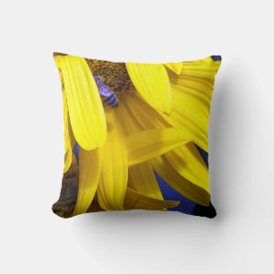 Blauwe bij op geel zonnebloem Sierkussen