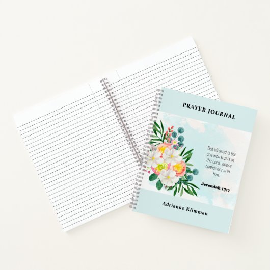 Blauwe Bijbel Verse Bloemen Gebed Journaal Notitieboek (Binnen)