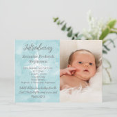 Blauwe Bijbel Verse Cross Baby Jongen Foto Geboort Aankondiging (Staand voorkant)