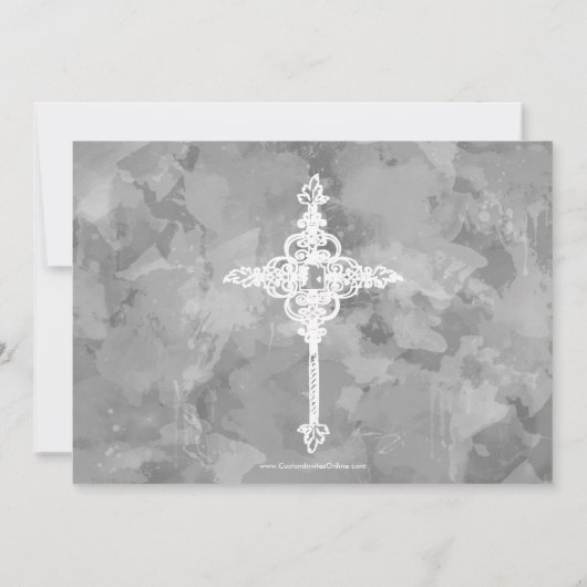 Blauwe Bijbel Verse Cross Baby Jongen Foto Geboort Aankondiging (Achterkant)