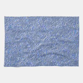 Blauwe bijtende textuur met zilvereffect theedoek