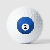 Blauwe biljartbal nummer twee golfballen (Voorkant)
