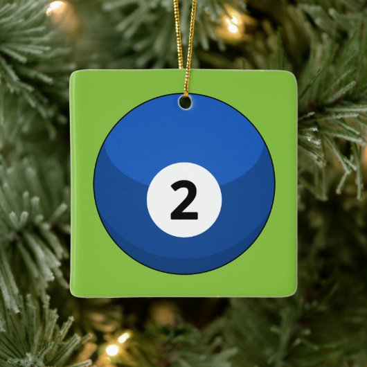 Blauwe Biljartbal Nummer Twee Keramisch Ornament (Boom)