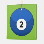 Blauwe Biljartbal Nummer Twee Keramisch Ornament (Links)